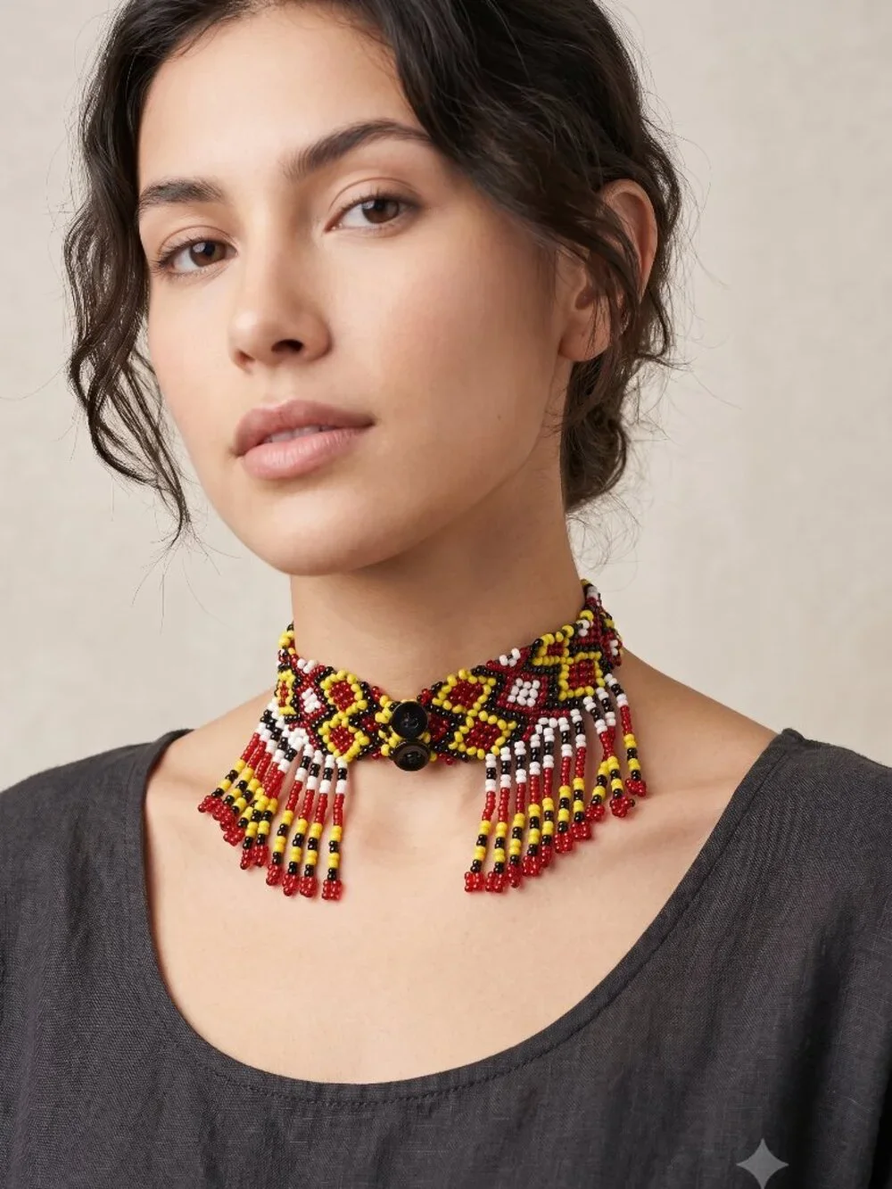 Handmade Filipino choker with fringe and beads